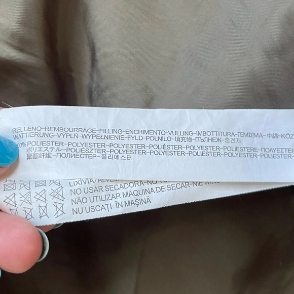 Zara Puffer Vest Removable Hood, Olive Green and Brown, Women's Large - Picture 11 of 11